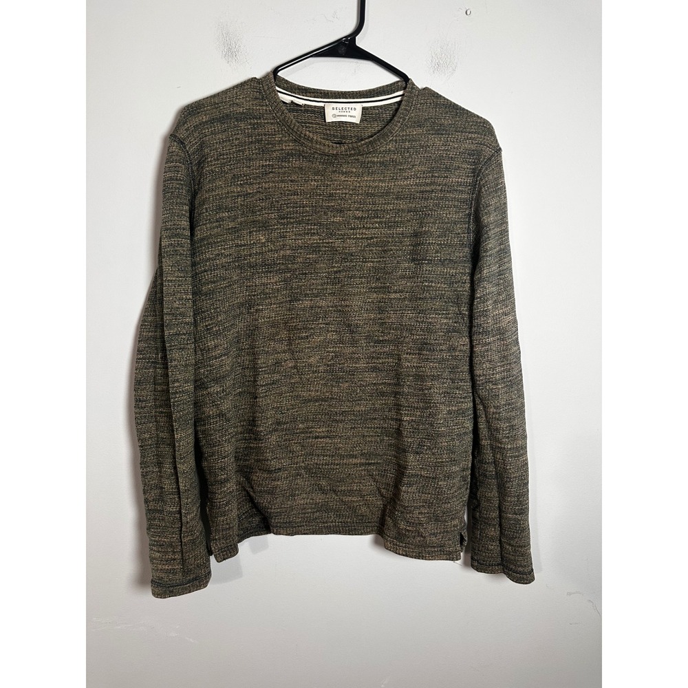 Selected Homme SLHJAY Crew Neck Sweatshirt Medium Organic Cotton Olive Brown